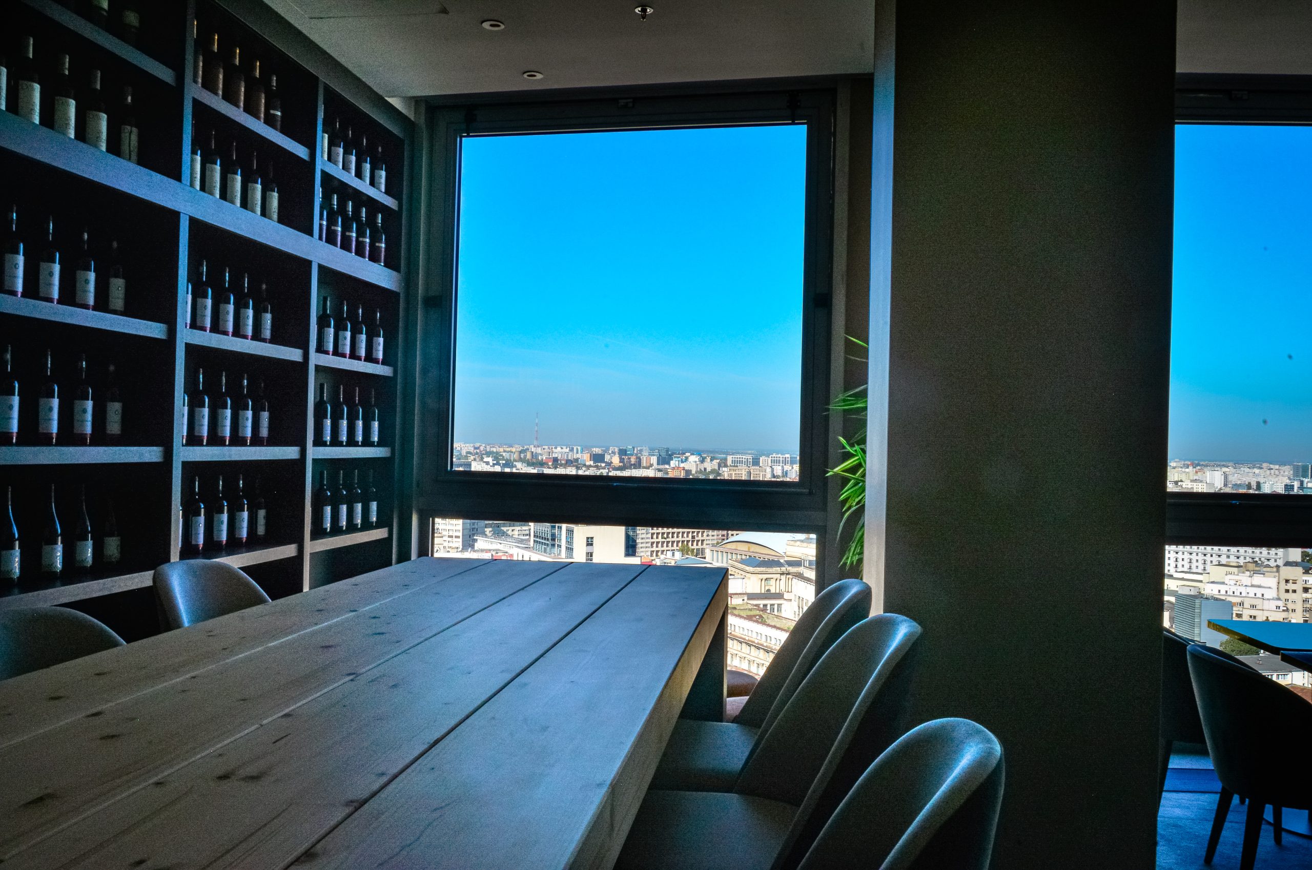 Private dining room with wine wall