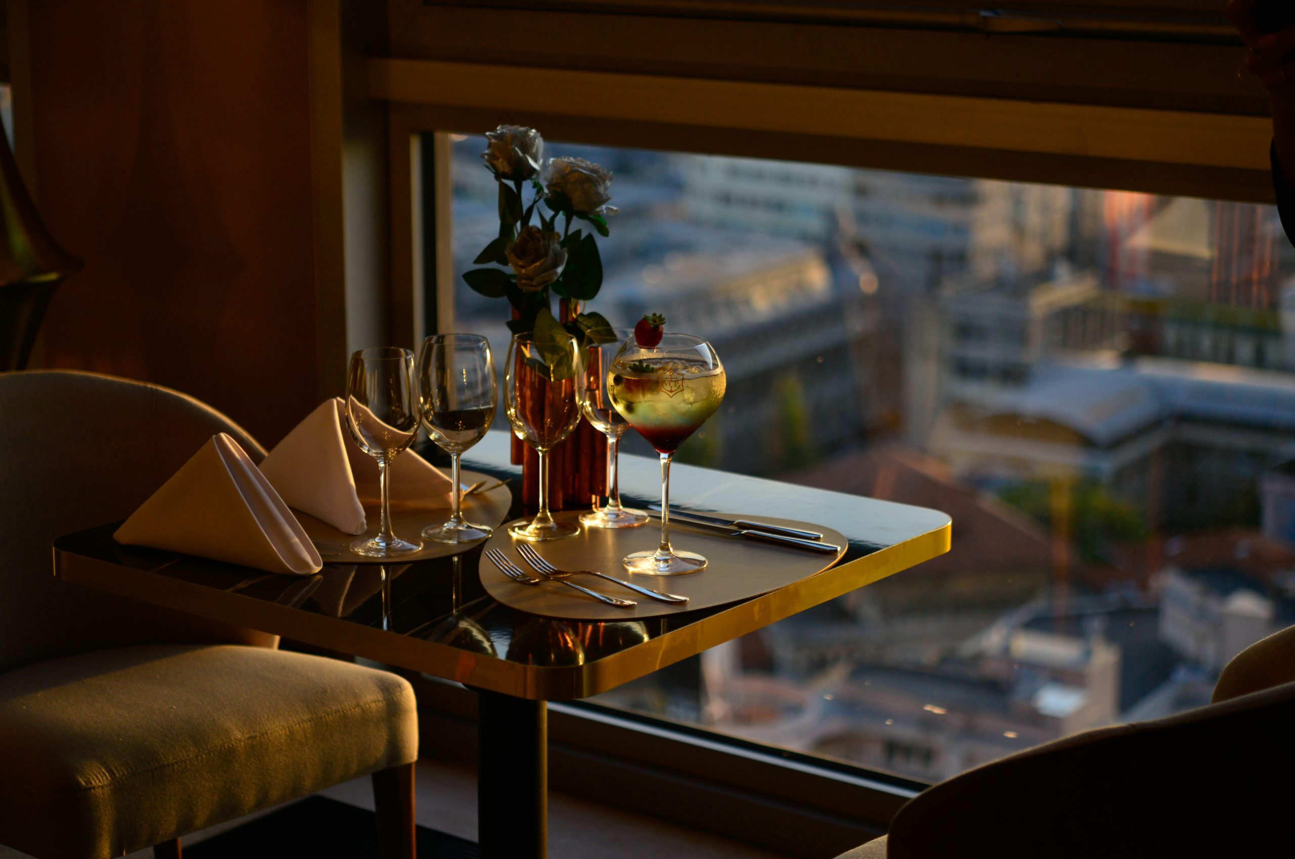 Table by the window at Sky Lounge